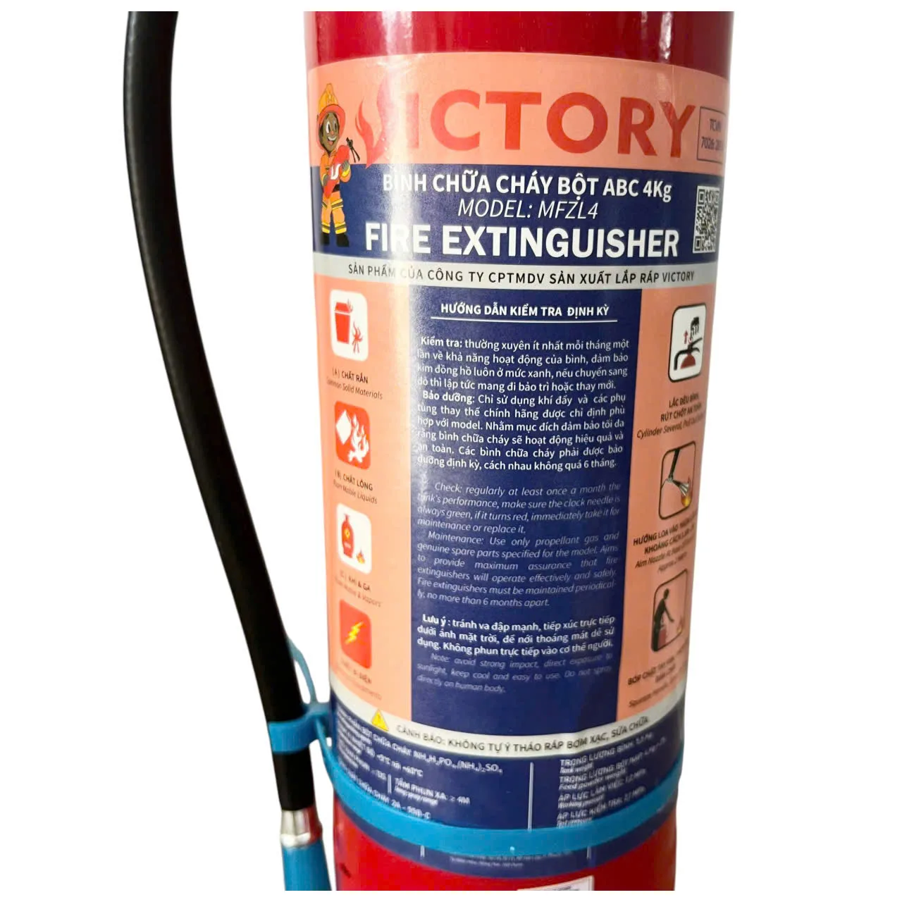 Bình chữa cháy bột ABC 4KG-MFZL4 + TEM KIỂM ĐỊNH